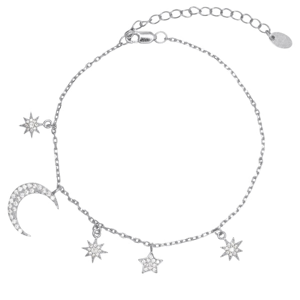 Vega Moon & Star Charm Bracelet | 925 Sterling Silver