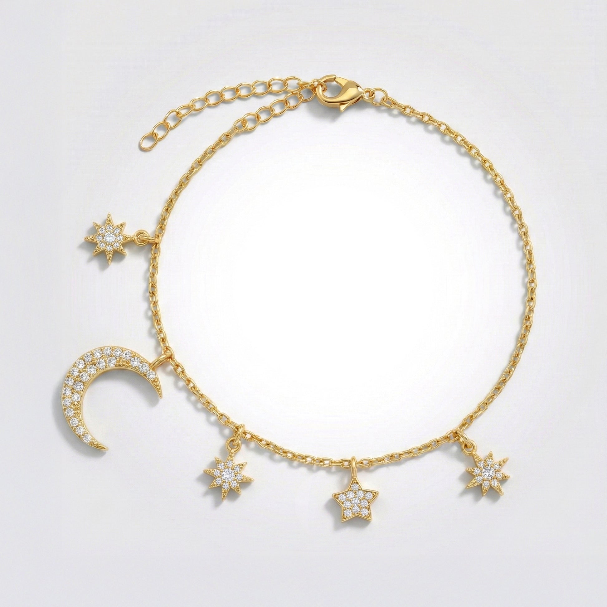 Vega Moon & Star Charm Bracelet | 18k Gold Plated