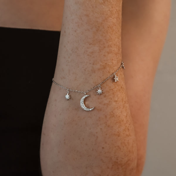 Vega Moon & Star Charm Bracelet | 925 Sterling Silver