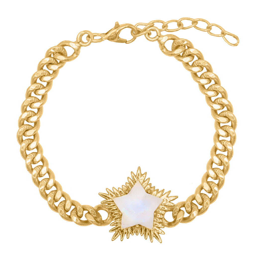 Willa Moonstone Spiky Star Bracelet 18k Plated