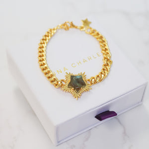 Willa Labradorite Spiky Star Bracelet | 18k Gold Plated