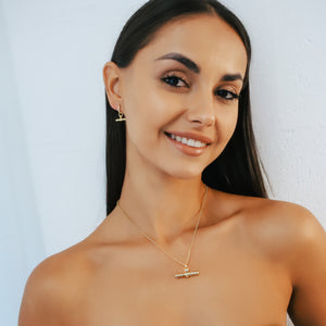 T-Bar Gift Set | Earrings Necklace & Bracelet | 18k Gold Plated