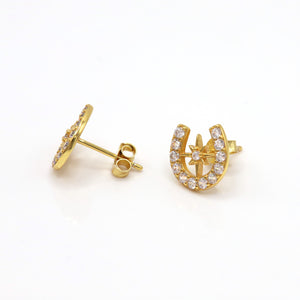 Zada Horseshoe Star Stud Earrings | 18K Gold Plated