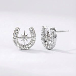 Zada Horseshoe Star Stud Earrings | 925 Sterling Silver