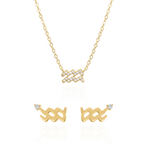 Zodiac Symbol Gift Set | Stud Earrings & Necklace | 18K Gold Plated