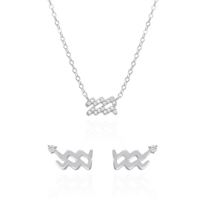 Zodiac Symbol Gift Set | Stud Earrings & Necklace | 925 Sterling Silver