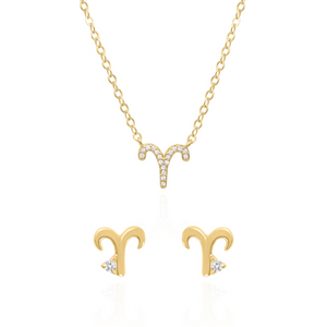 Zodiac Symbol Gift Set | Stud Earrings & Necklace | 18K Gold Plated