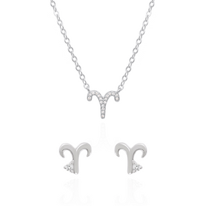 Zodiac Symbol Gift Set | Stud Earrings & Necklace | 925 Sterling Silver