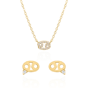 Zodiac Symbol Gift Set | Stud Earrings & Necklace | 18K Gold Plated