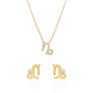 Zodiac Symbol Gift Set | Stud Earrings & Necklace | 18K Gold Plated