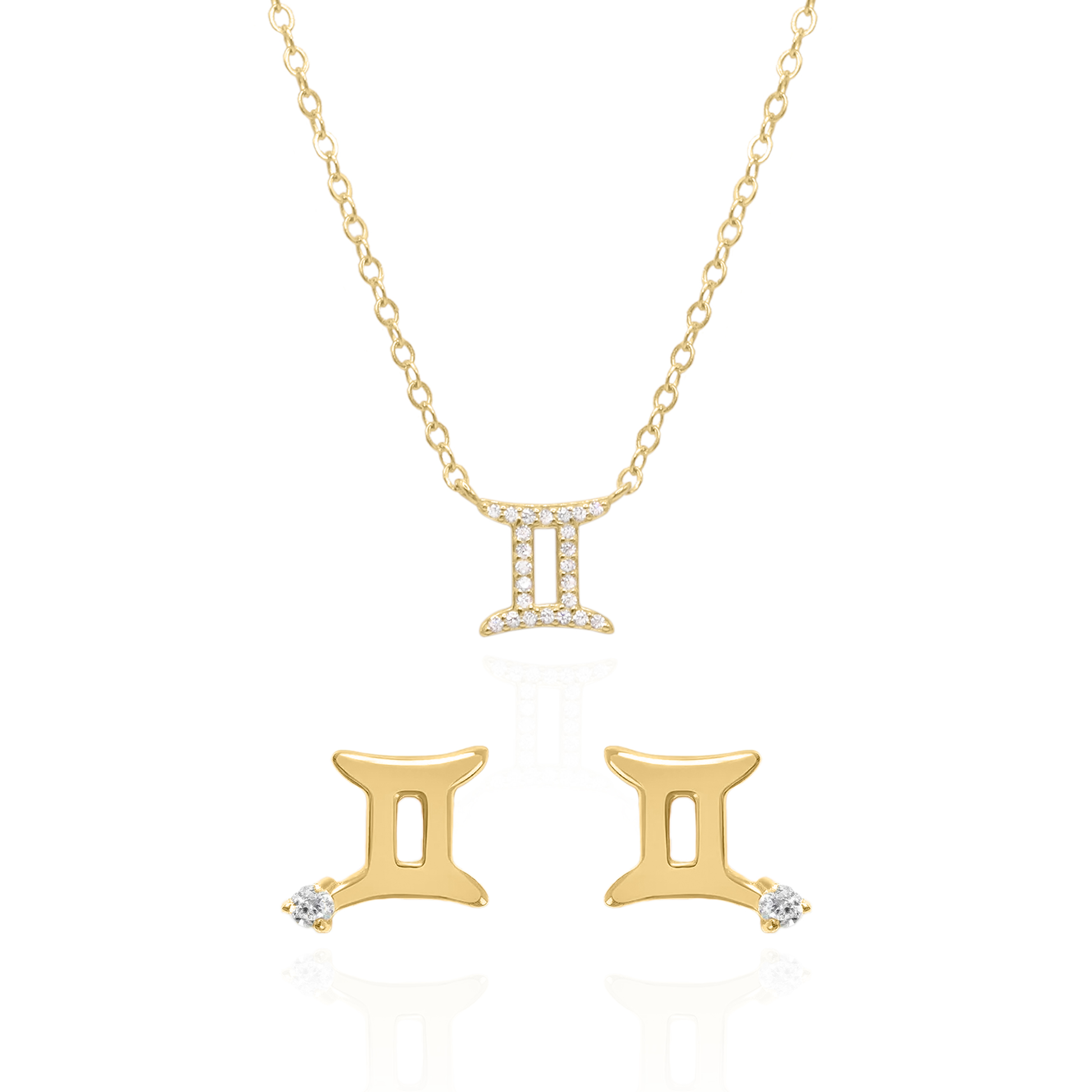 Zodiac Symbol Gift Set | Stud Earrings & Necklace | 18K Gold Plated