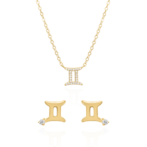 Zodiac Symbol Gift Set | Stud Earrings & Necklace | 18K Gold Plated