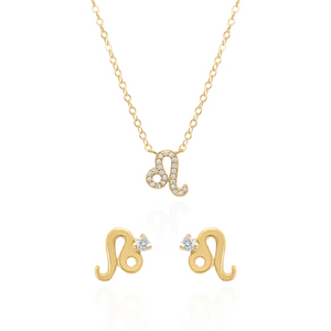 Zodiac Symbol Gift Set | Stud Earrings & Necklace | 18K Gold Plated