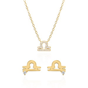 Zodiac Symbol Gift Set | Stud Earrings & Necklace | 18K Gold Plated