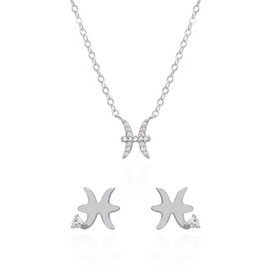 Zodiac Symbol Gift Set | Stud Earrings & Necklace | 925 Sterling Silver