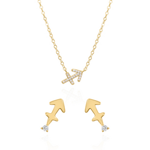 Zodiac Symbol Gift Set | Stud Earrings & Necklace | 18K Gold Plated