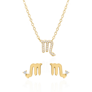 Zodiac Symbol Gift Set | Stud Earrings & Necklace | 18K Gold Plated