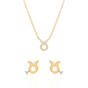 Zodiac Symbol Gift Set | Stud Earrings & Necklace | 18K Gold Plated