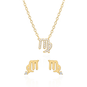 Zodiac Symbol Gift Set | Stud Earrings & Necklace | 18K Gold Plated