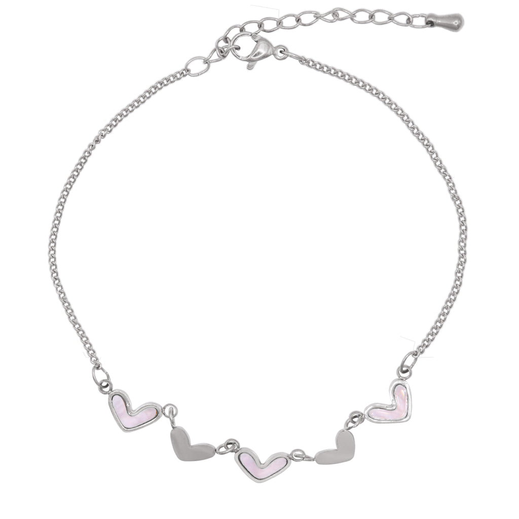 Milena Heart Anklet Sterling Plated