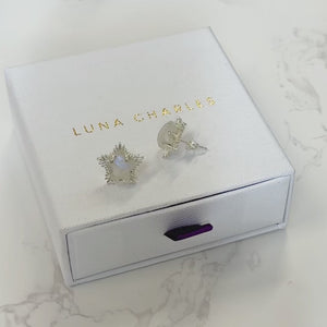 Felicity Moonstone Spiky Star Stud Earrings | 925 Sterling Silver