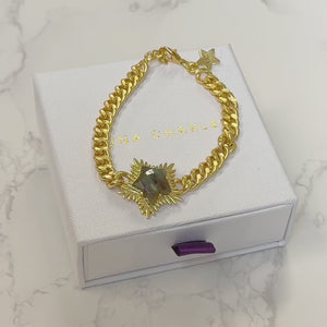 Willa Labradorite Spiky Star Bracelet | 18k Gold Plated