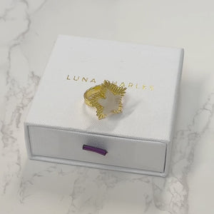 Gigi Moonstone Spiky Star Ring | 18k Gold Plated