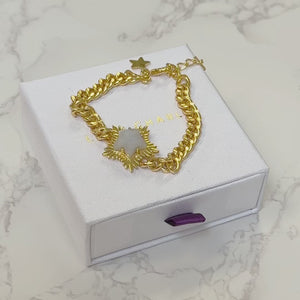 Willa Moonstone Spiky Star Bracelet | 18k Gold Plated