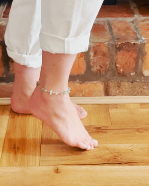 Ula Crystal Stone Anklet - Jade | 18K Gold Plated