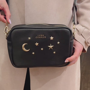 Maya Star Studded Crossbody Bag - Black & Gold