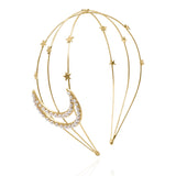 Aisha Gold Moon Pearl Headband - Luna Charles | aisha, gold, hair accessories, headband, metal headband, moon, pearl, star, wedding | 