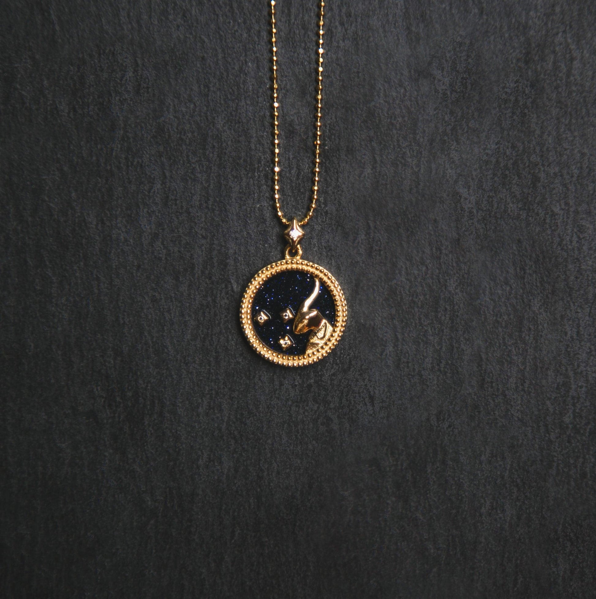 Asta Zodiac Star Sign Necklace - Blue Sandstone | 18K Gold Plated