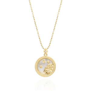 Asta Zodiac Star Sign Necklace - Mother of Pearl | 18K Gold Plated - Luna Charles | chain, charm, everyday, gold, Jewellery, necklace, pendant, star sign, wedding, zodiac | 