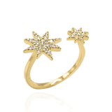 Astrid Double Star Ring | 14K Gold Plated - Luna Charles | adjustable, gemstone, gold, Jewellery, ring, sparkle, stars, statement | 