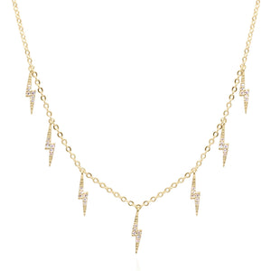 Beau Lightning Necklace | 14K Gold Plated - Luna Charles | chain, charm, choker, gold, Jewellery, lightning, necklace, sparkle | 