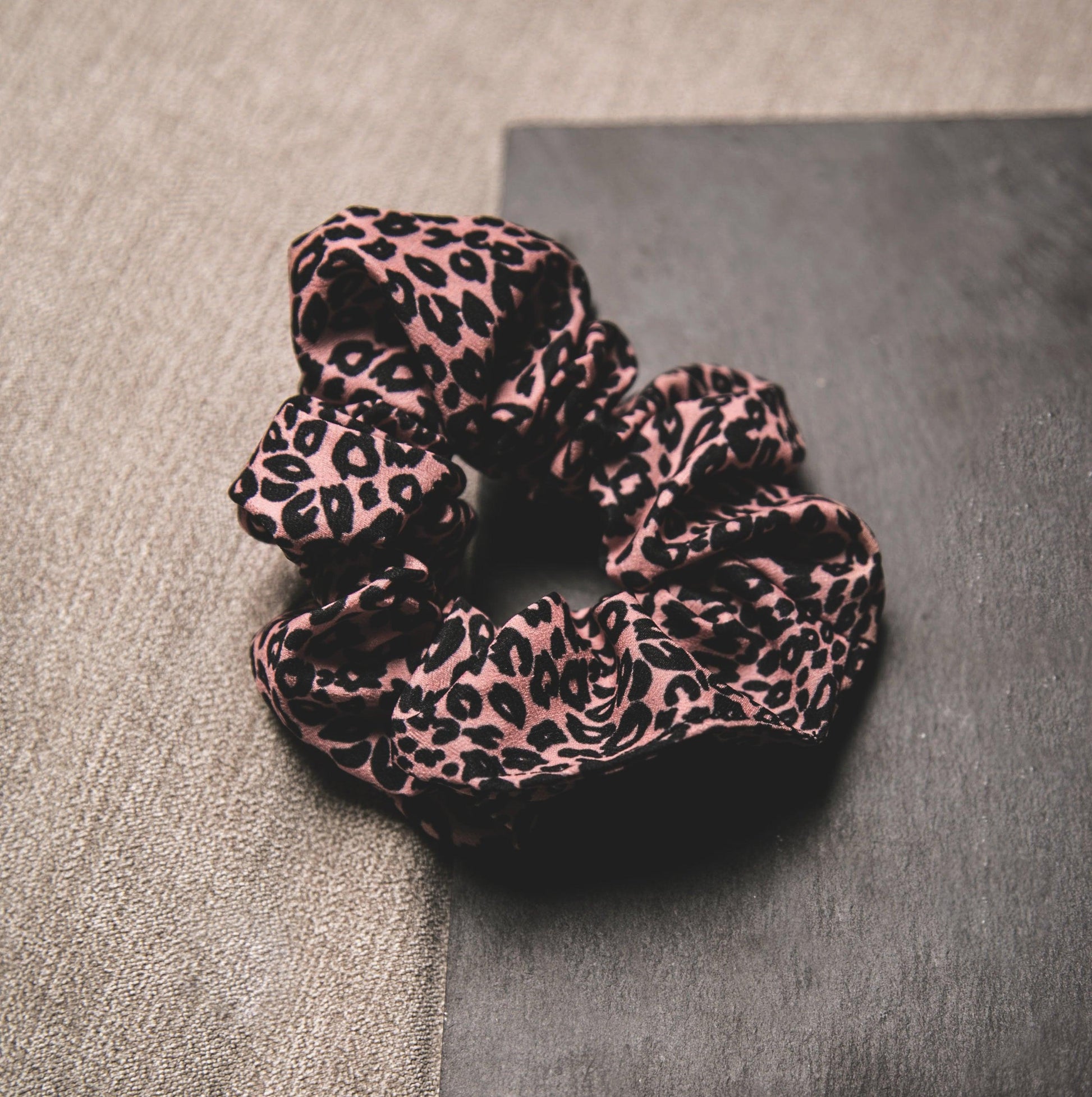 Behati Leopard Print Scrunchie - Pink - Luna Charles | animal, hair accessories, leopard, scrunchie | 
