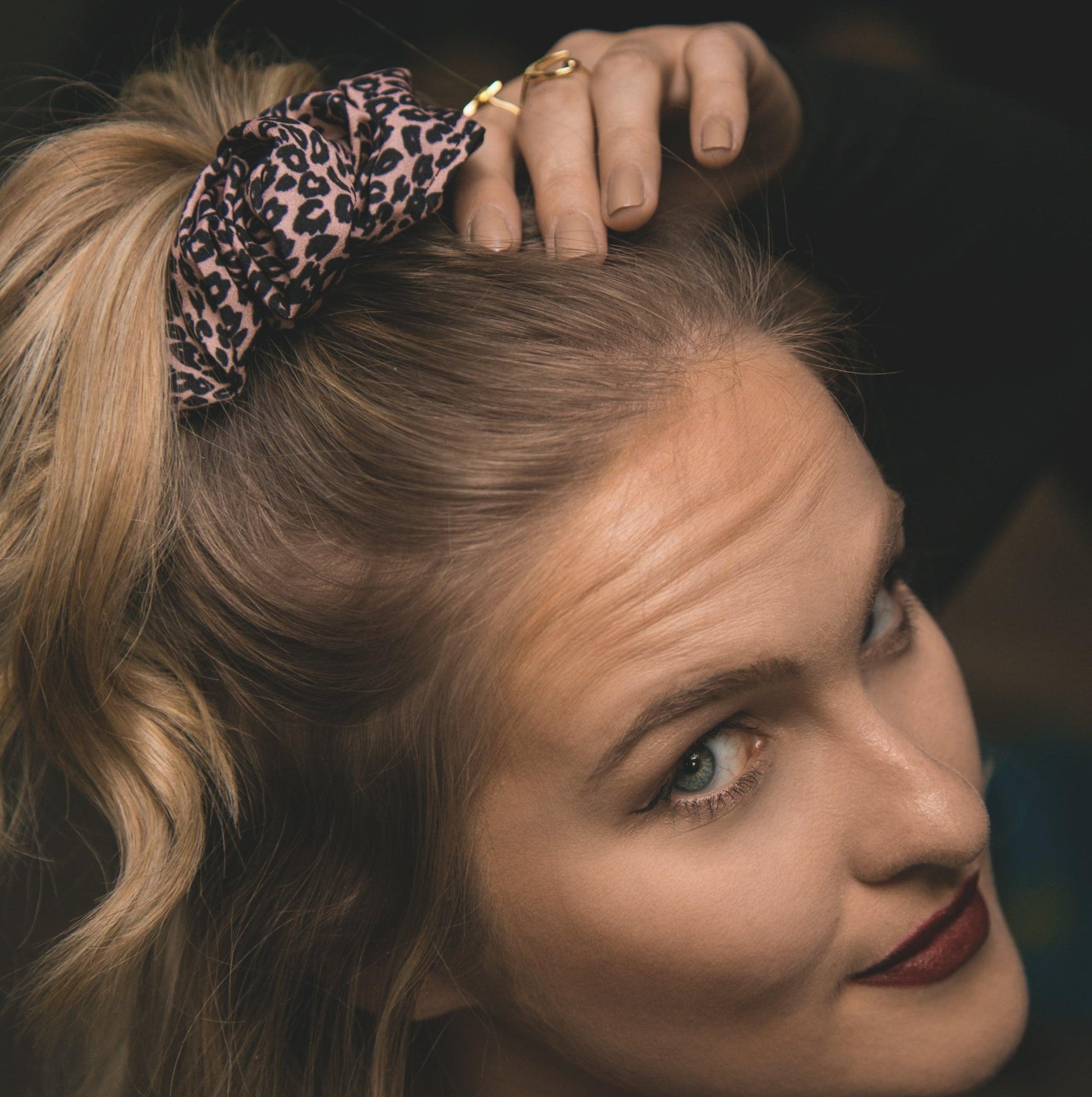 Behati Leopard Print Scrunchie - Pink - Luna Charles | animal, hair accessories, leopard, scrunchie | 