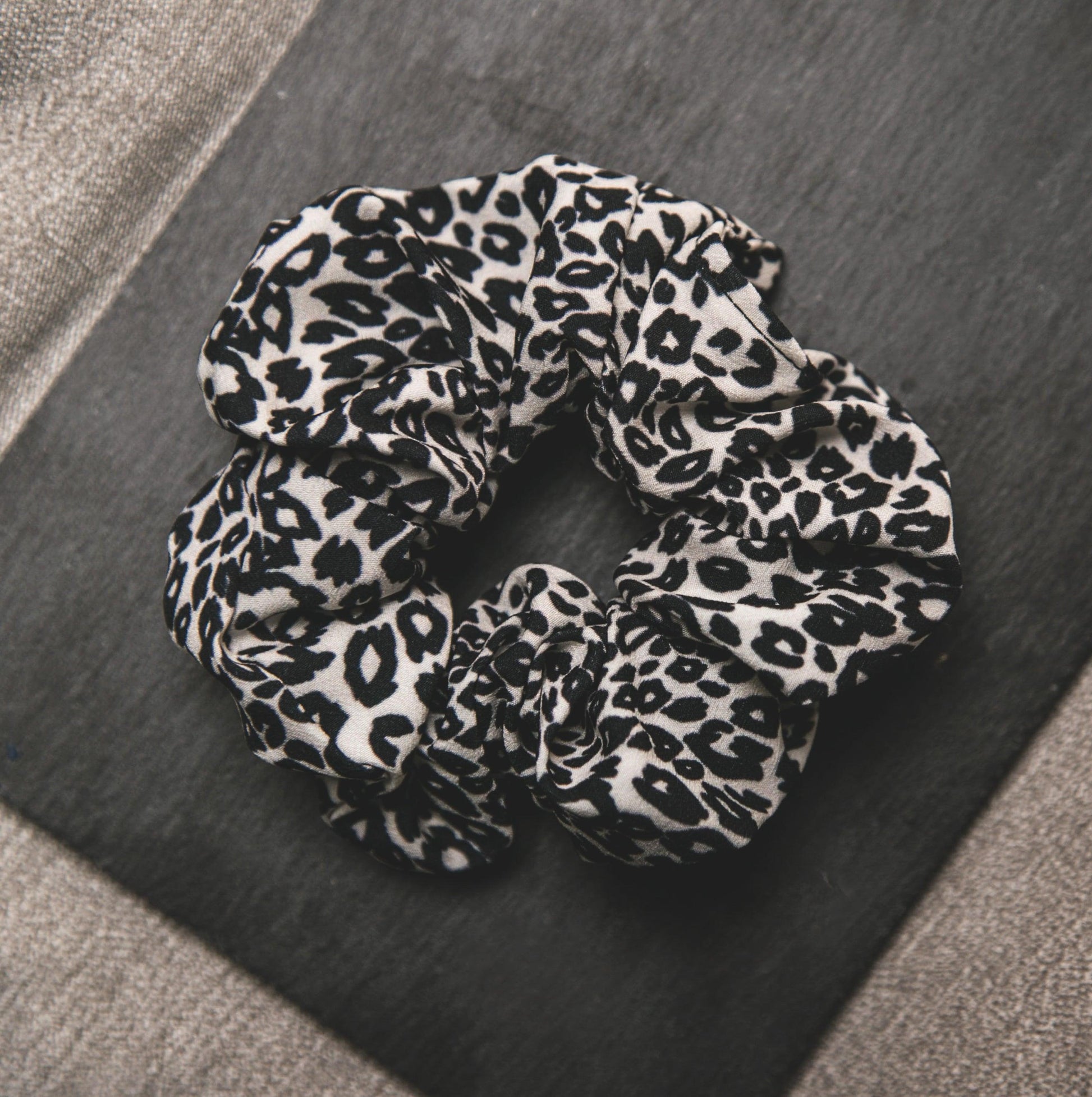Behati Leopard Print Scrunchie - White - Luna Charles | animal, hair accessories, leopard, scrunchie, white | 