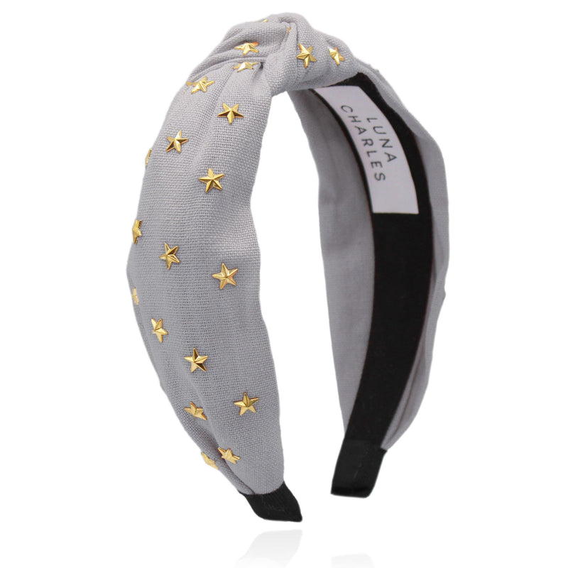 Bella Star Headband - Grey - Luna Charles | gold, hair accessories, headband, knot, star | 