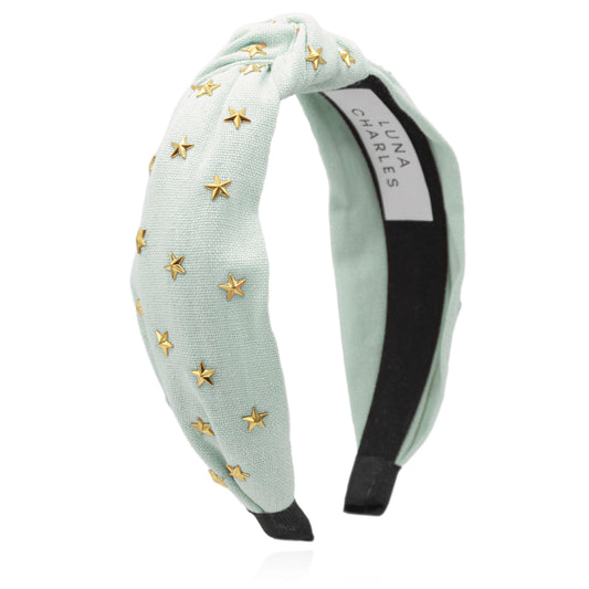 Bella Star Headband - Mint - Luna Charles | gold, hair accessories, headband, knot, star | 