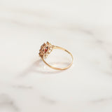 Vintage Beryl Red Garnet Halo Ring | UK Size T | 9ct Gold