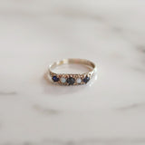 Vintage Bessie Blue Sapphire & Opal Ring | Size O | 925 Sterling Silver