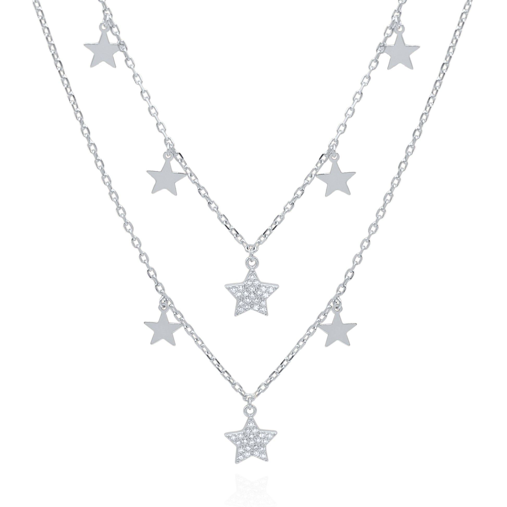 Blake Double Row Star Necklace | 925 Sterling Silver