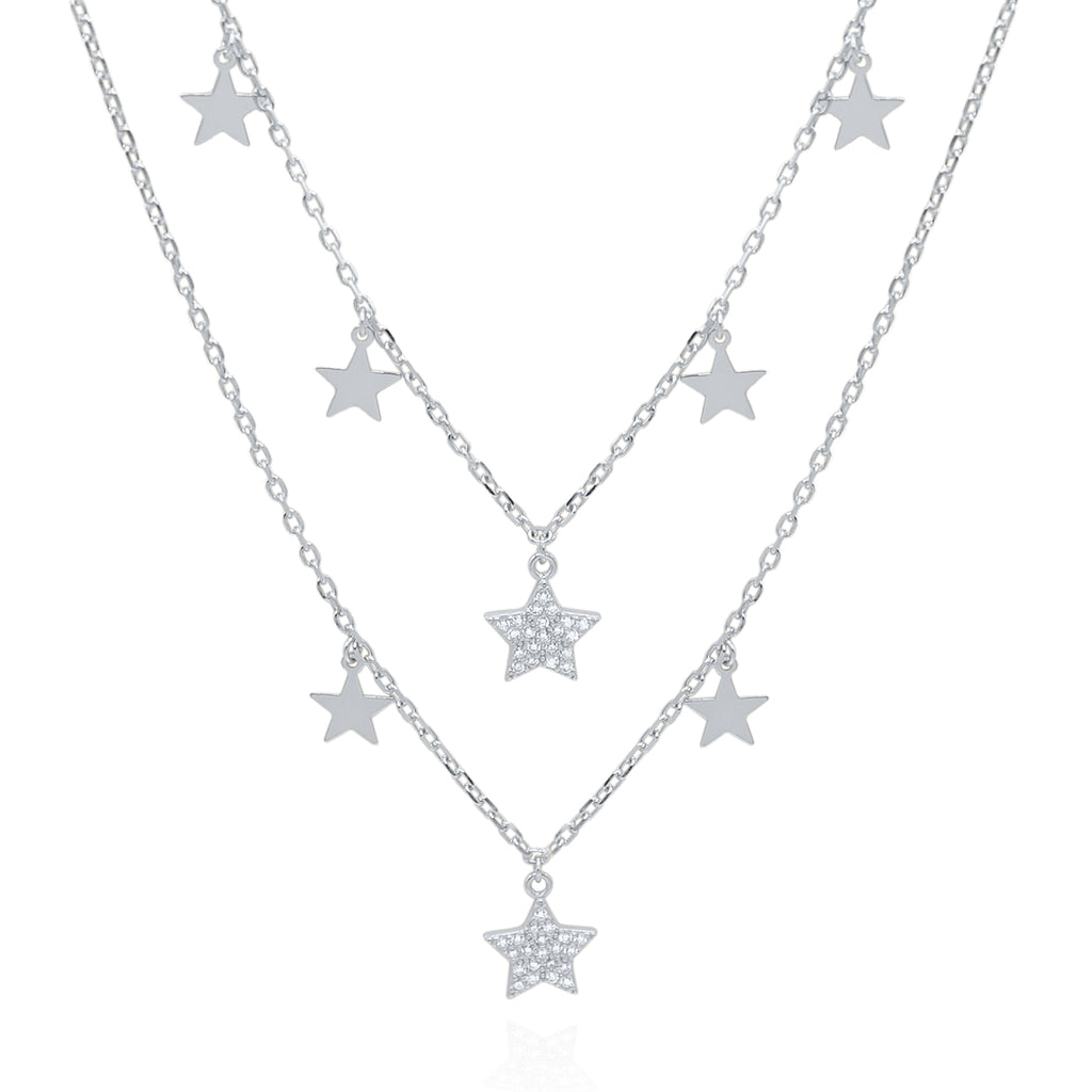 Blake Double Row Star Necklace | 925 Sterling Silver | Luna Charles