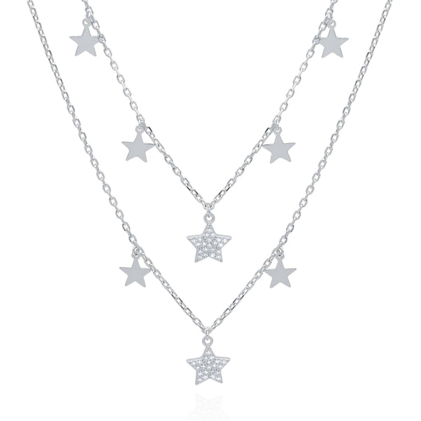 Blake Double Row Star Necklace | 925 Sterling Silver