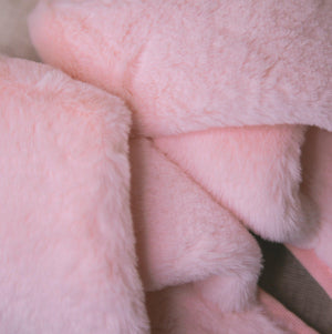 Blossom Faux Fur Slippers - Pink - Luna Charles | accessories, comfort, dawn, everyday, faux fur, fluffy, pink, slippers | 