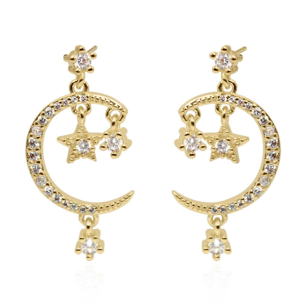 Callisto Crescent Moon Earrings | 14ct Gold Plated | Luna Charles