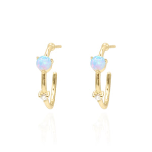 Celine Opal Hoop Earrings | 14K Gold Plated - Luna Charles | dawn, Earrings, gold, hoops, Jewellery, opal, wedding | 