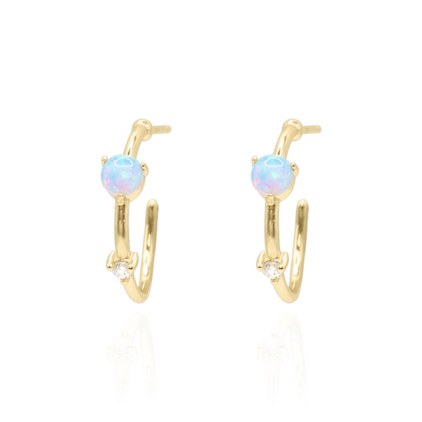 Celine Opal Hoop Earrings | 14K Gold Plated - Luna Charles | dawn, Earrings, gold, hoops, Jewellery, opal, wedding | 