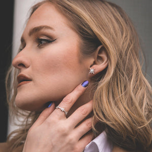 Serin Star Opal Stud Earrings | 925 Sterling Silver - Luna Charles | Earrings, Jewellery, opal, silver, sparkle, star, stars, studs, wedding | 